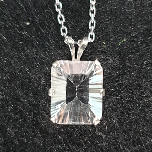 Elegant Vintage Italy 925 Silver 4 CT Genuine White Topaz Minimalist Necklace - Picture 8 of 11